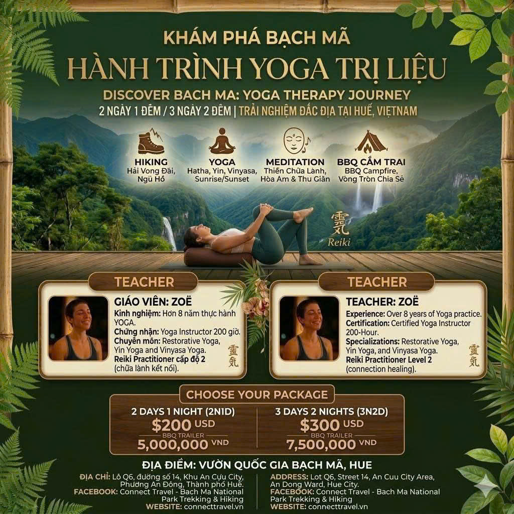 YOGA RETREAT | TREKKING | CẮM TRẠI: ĐÁNH THỨC GIỚI HẠN NỘI TẠI VỚI TRẢI NGHIỆM 3N2Đ TẠI BẠCH MÃ