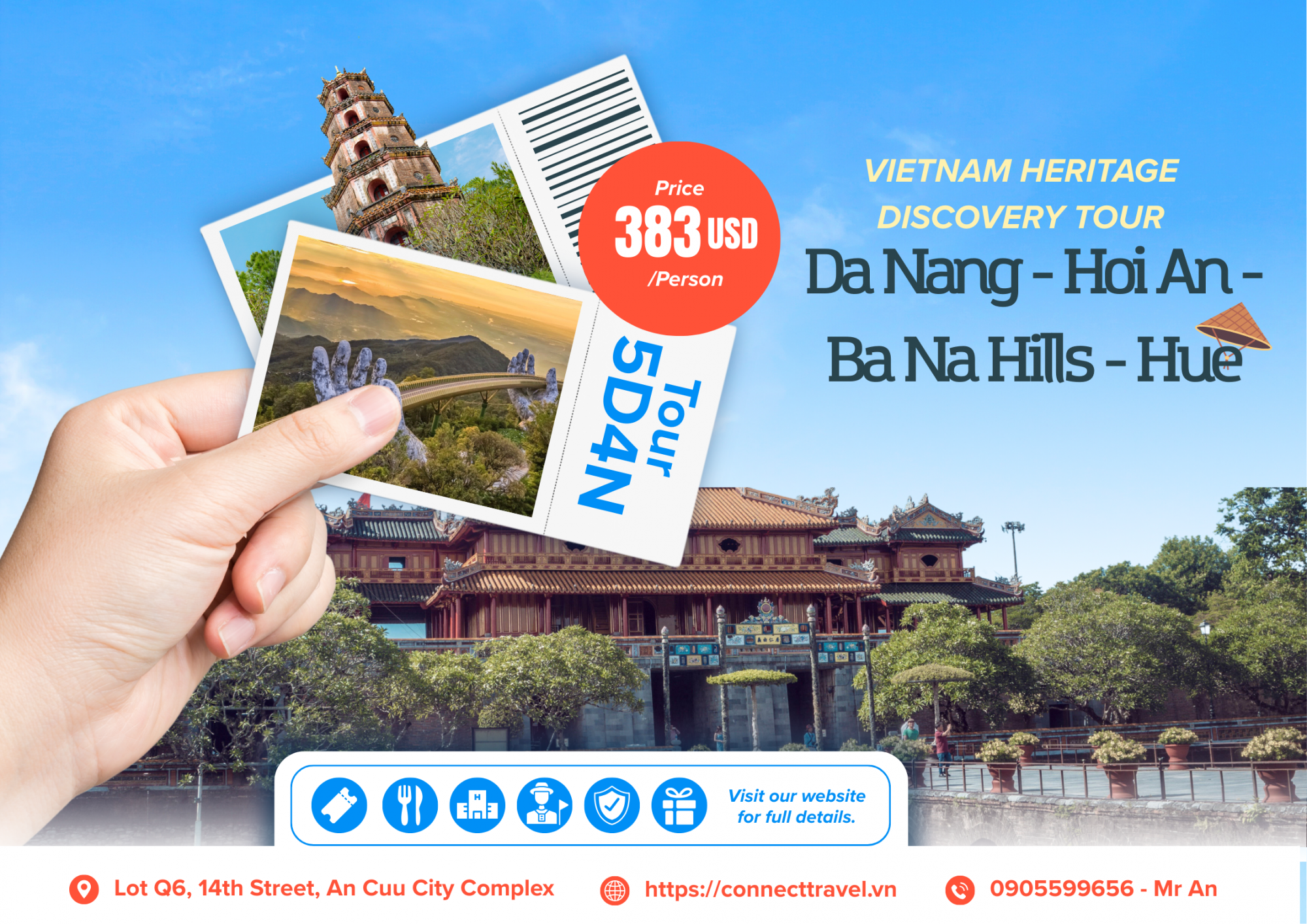 CENTRAL VIETNAM DISCOVERY TOUR 5D4N:  DA NANG – HOI AN – BA NA HILLS – HUE